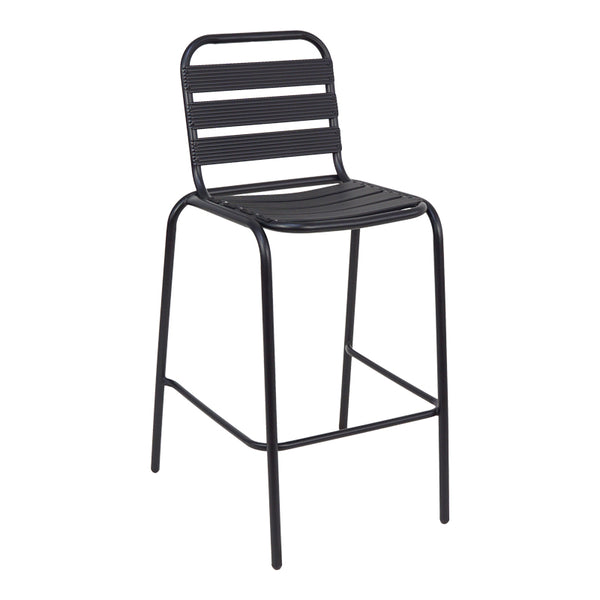 Scaun de bar Sussie metal negru cu lamele din aluminiu, 58x58x111 cm