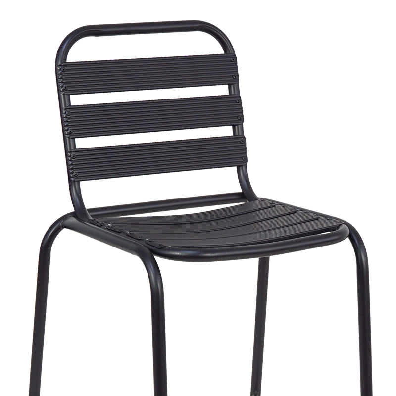Scaun de bar Sussie metal negru cu lamele din aluminiu, 58x58x111 cm