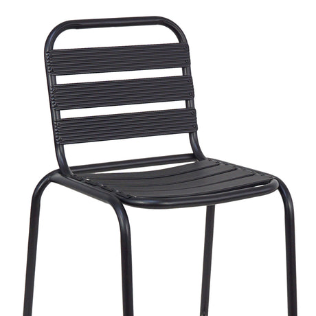 Scaun de bar Sussie metal negru cu lamele din aluminiu, 58x58x111 cm
