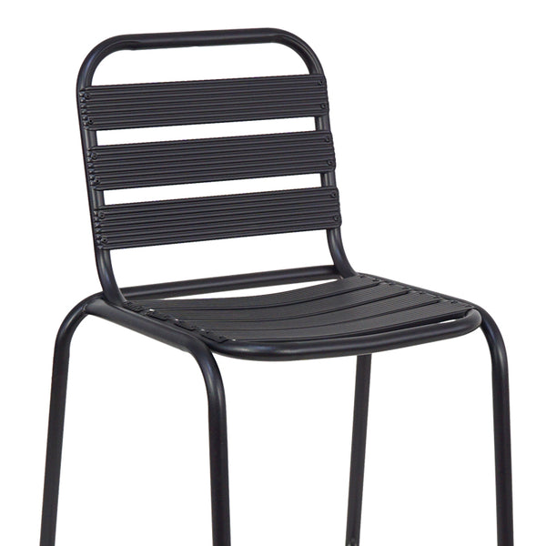 Scaun de bar Sussie metal negru cu lamele din aluminiu, 58x58x111 cm