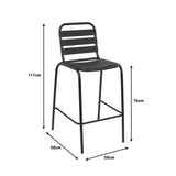 Scaun de bar Sussie metal negru cu lamele din aluminiu, 58x58x111 cm