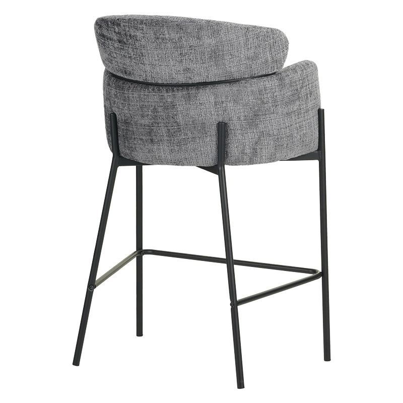 Scaun de bar Tolerse, stofa si metal, 55x60x97 cm - Gri