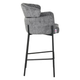 Scaun de bar Tolerse, stofa si metal, 55x60x97 cm - Gri