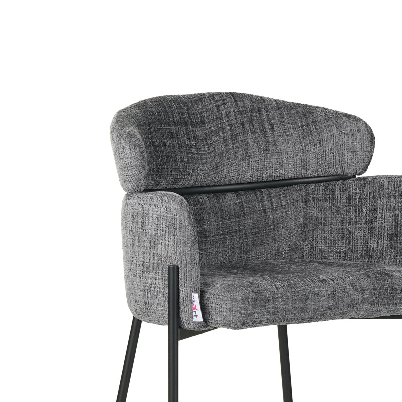 Scaun de bar Tolerse, stofa si metal, 55x60x97 cm - Gri