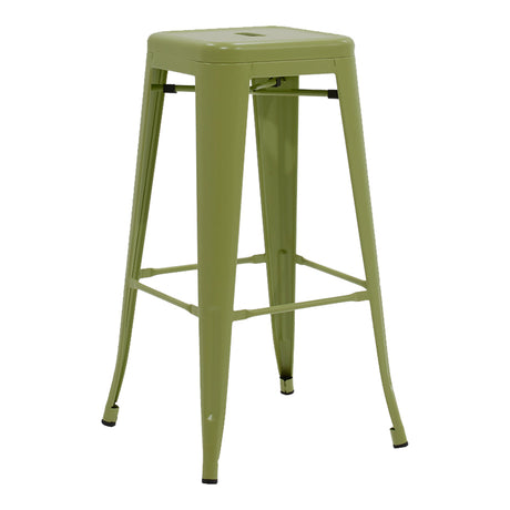 Scaun de bar Utopia, Metal, Verde Oliv, 42x42x76 cm