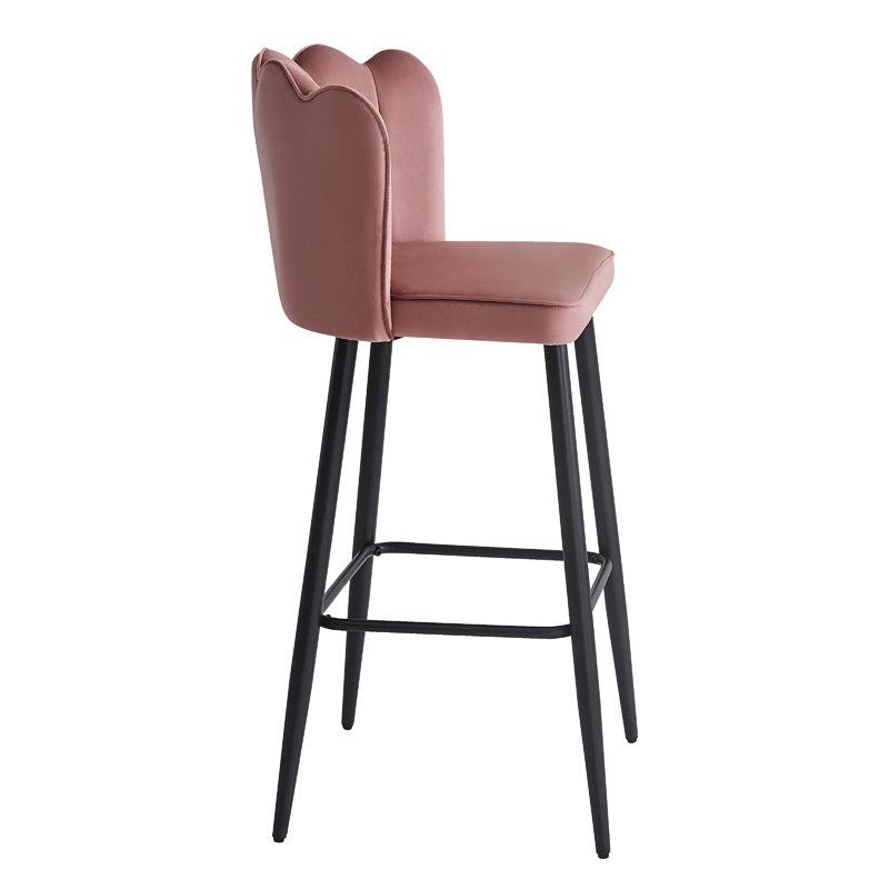 Scaun de bar Velvi catifeaa marului putred, Roz, 43x62x95 cm, detaliu produs