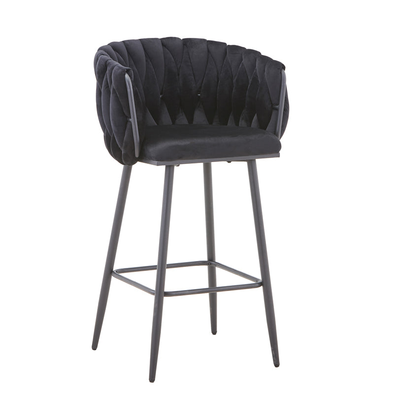 Scaun de bar Vivian bej catifea, 57x50x100 cm - Negru