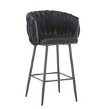 Scaun de bar Vivian bej catifea, 57x50x100 cm - Negru