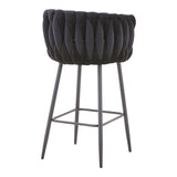 Scaun de bar Vivian bej catifea, 57x50x100 cm - Negru