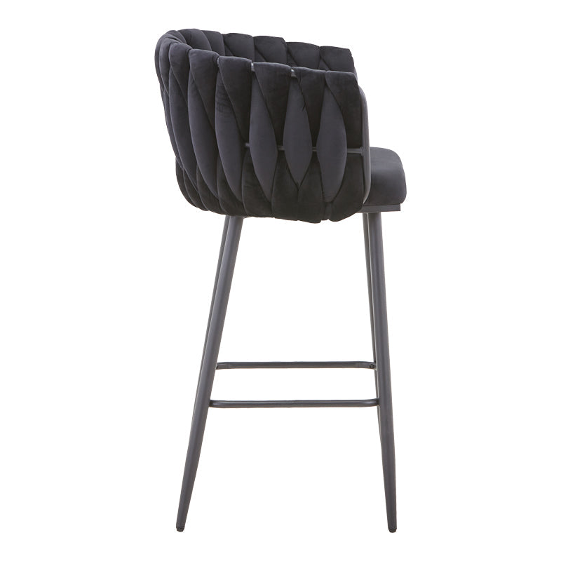 Scaun de bar Vivian bej catifea, 57x50x100 cm - Negru