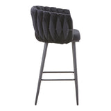 Scaun de bar Vivian bej catifea, 57x50x100 cm - Negru