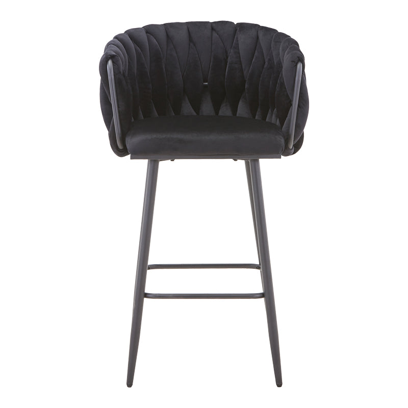 Scaun de bar Vivian bej catifea, 57x50x100 cm - Negru