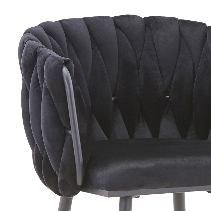 Scaun de bar Vivian bej catifea, 57x50x100 cm - Negru