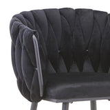 Scaun de bar Vivian bej catifea, 57x50x100 cm - Negru
