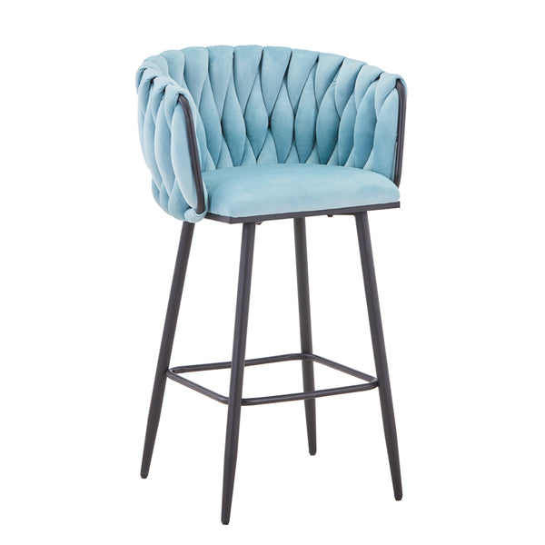 Scaun de bar Vivian siel catifea metal, negru, 57x50x100 cm