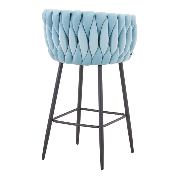 Scaun de bar Vivian siel catifea metal, negru, 57x50x100 cm