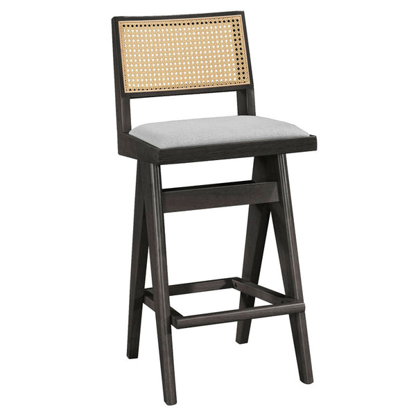 Scaun de bar Winslow, Negru - Nuc, 46x44x98 cm
