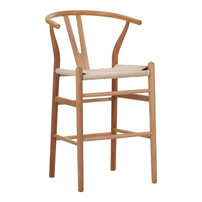 Scaun de bar Wishbone rubberwood-rope Natural 55x49x108 cm