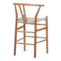 Scaun de bar Wishbone rubberwood-rope, Natural, 55x49x108 cm, imagine suplimentara
