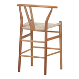 Scaun de bar Wishbone rubberwood-rope, Natural, 55x49x108 cm