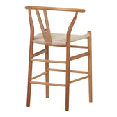 Scaun de bar Wishbone rubberwood-rope, Natural, 55x49x108 cm, imagine suplimentara