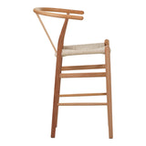 Scaun de bar Wishbone rubberwood-rope, Natural, 55x49x108 cm