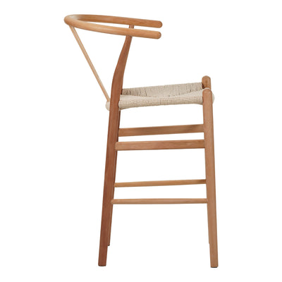 Scaun de bar Wishbone rubberwood-rope, Natural, 55x49x108 cm, detaliu produs