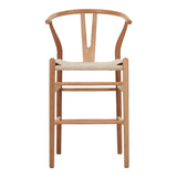 Scaun de bar Wishbone rubberwood-rope, Natural, 55x49x108 cm