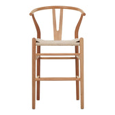 Scaun de bar Wishbone rubberwood-rope, Natural, 55x49x108 cm, perspectiva suplimentara