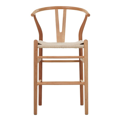 Scaun de bar Wishbone rubberwood-rope, Natural, 55x49x108 cm, perspectiva suplimentara