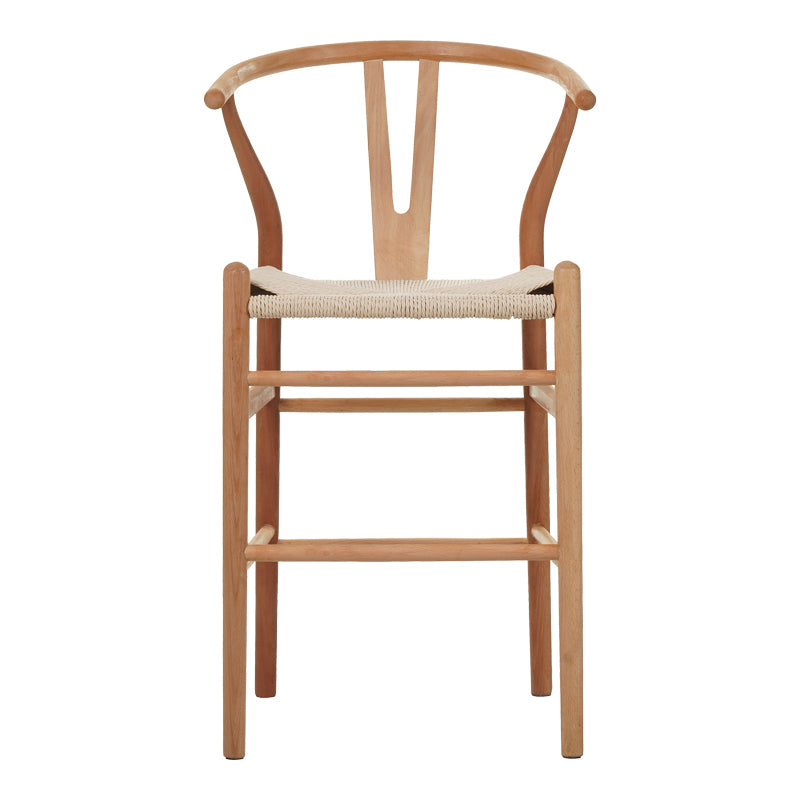Scaun de bar Wishbone rubberwood-rope, Natural, 55x49x108 cm, perspectiva suplimentara