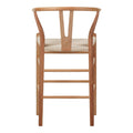 Scaun de bar Wishbone rubberwood-rope, Natural, 55x49x108 cm, foto produs