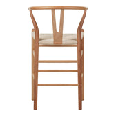 Scaun de bar Wishbone rubberwood-rope, Natural, 55x49x108 cm, foto produs
