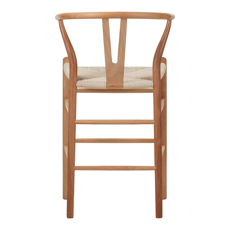 Scaun de bar Wishbone rubberwood-rope, Natural, 55x49x108 cm, foto produs