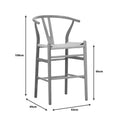 Scaun de bar Wishbone rubberwood-rope, Natural, 55x49x108 cm, foto produs 8