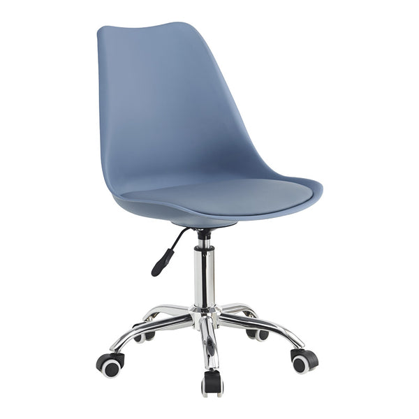 Scaun de birou ajustabil Gaston II, Modern, Albastru deschis, 48x57x77-90 cm