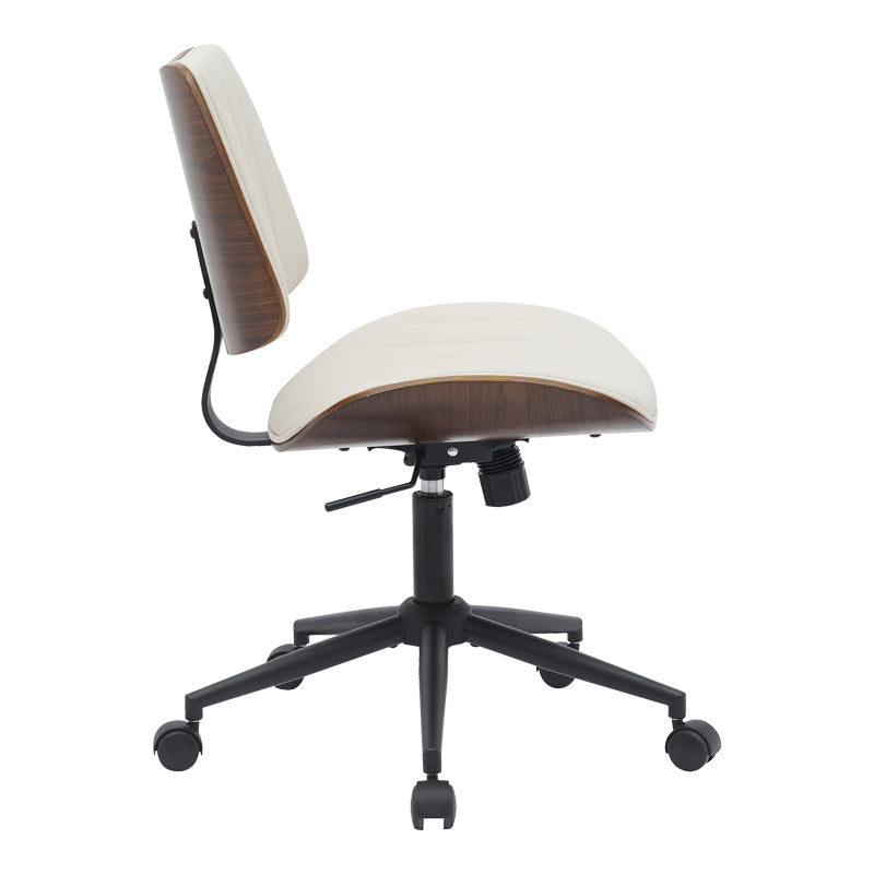 Scaun de birou Amani, piele PU si lemn, 52x54x91 cm - Bej-Nuc