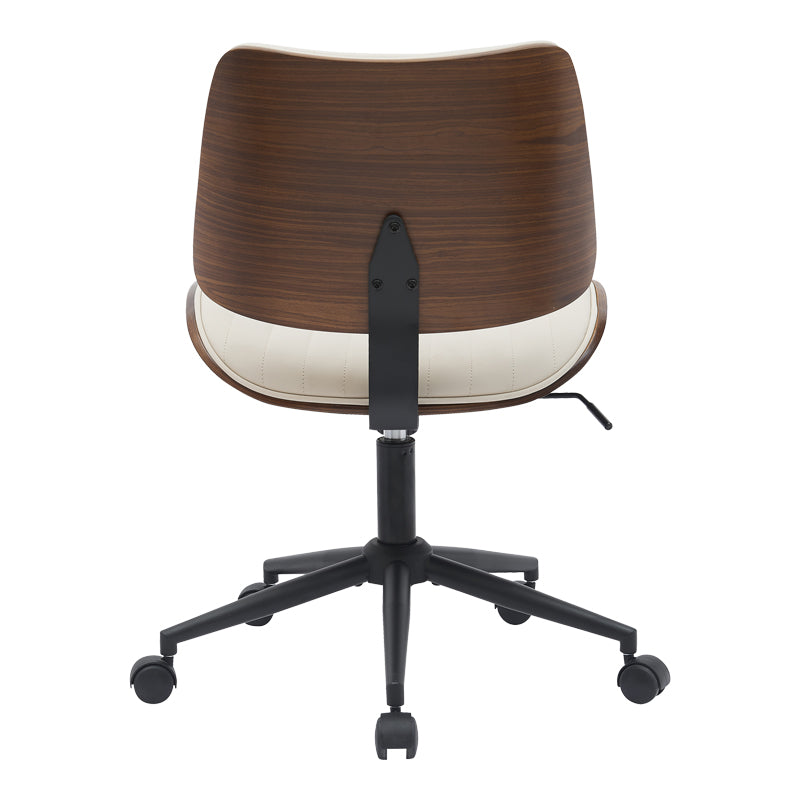 Scaun de birou Amani, piele PU si lemn, 52x54x91 cm - Bej-Nuc