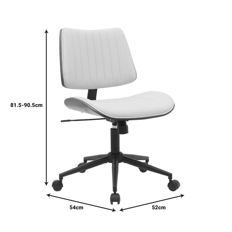 Scaun de birou Amani, piele PU si lemn, 52x54x91 cm - Bej-Nuc
