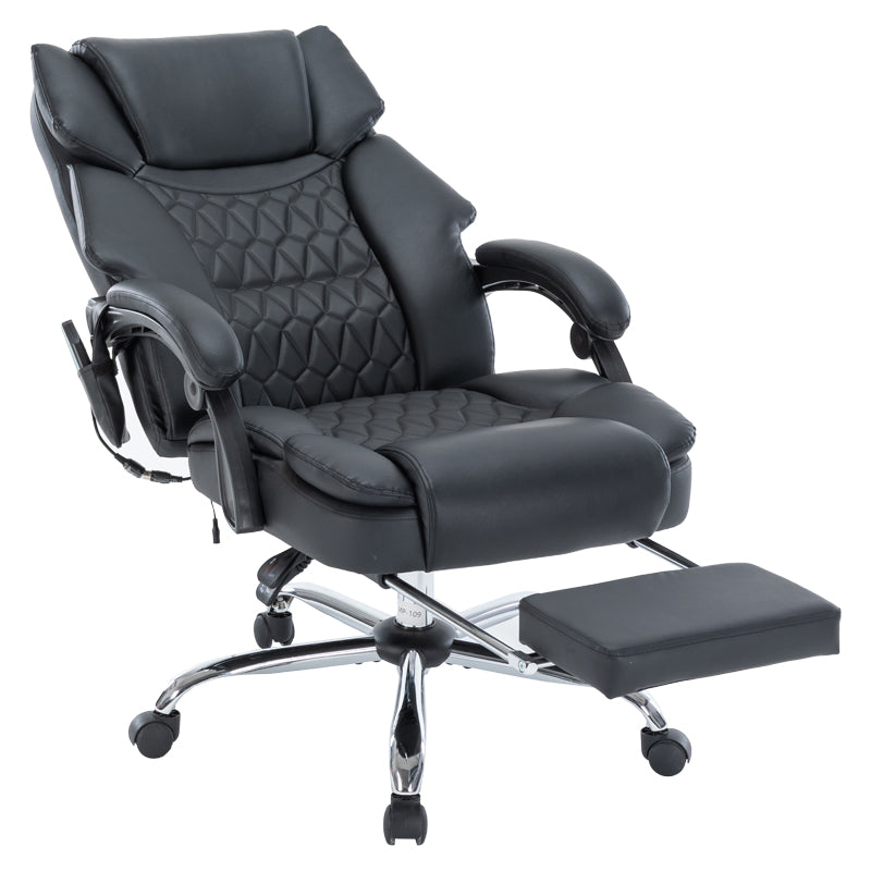 Scaun de birou director Thrive Premium Quality mecanism de masaj cu spate incalzit pu, Negru, 66x70x112 cm