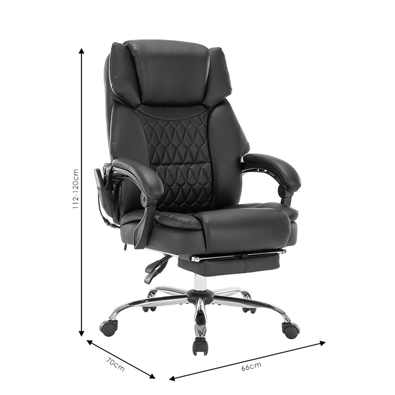 Scaun de birou director Thrive Premium Quality mecanism de masaj cu spate incalzit pu, Negru, 66x70x112 cm