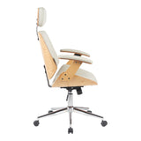 Scaun de birou directorial Fetseno, piele PU, 53x56x124 cm - Bej