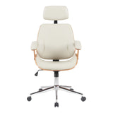 Scaun de birou directorial Fetseno, piele PU, 53x56x124 cm - Bej