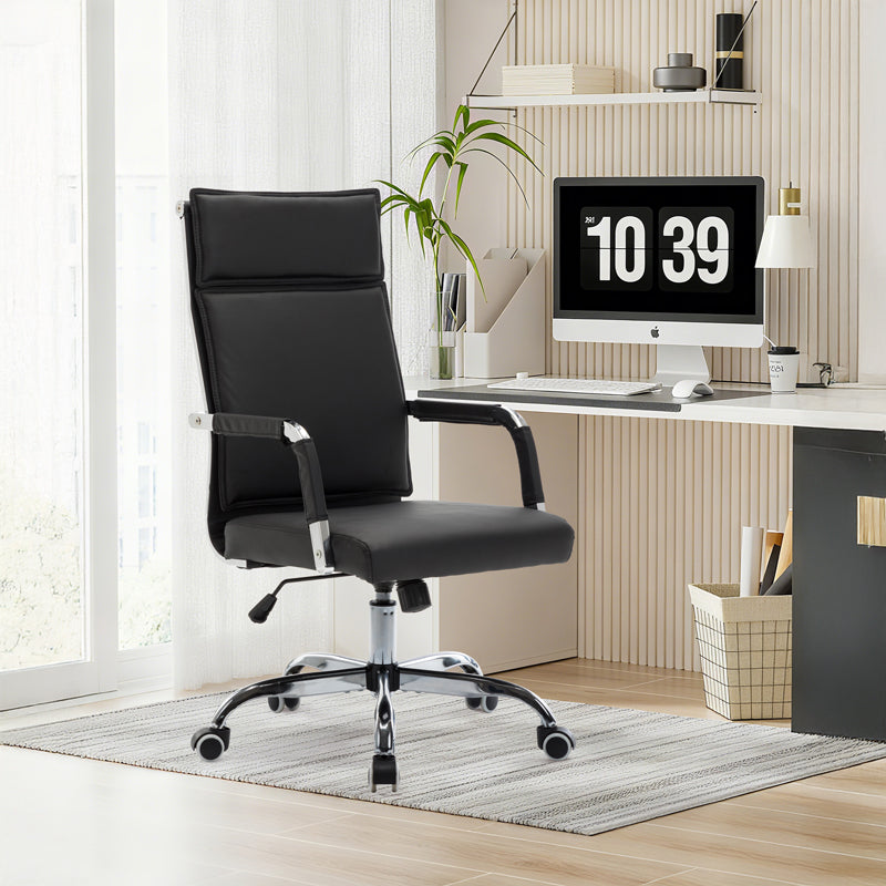Scaun de birou directorial cu rotile Mavel, Negru, 55x62x100-110 cm