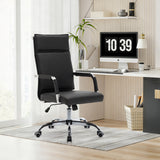 Scaun de birou directorial cu rotile Mavel, Negru, 55x62x100-110 cm