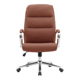 Scaun de birou directorial Normie, piele PU, 58x65x111 cm - Maro