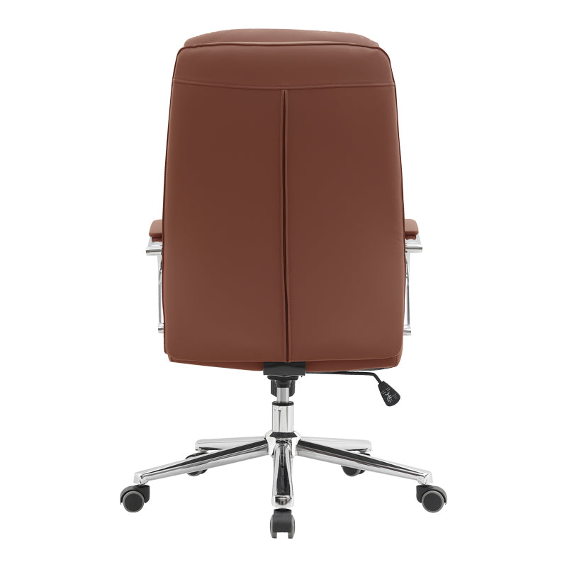 Scaun de birou directorial Normie, piele PU, 58x65x111 cm - Maro