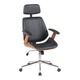 Scaun de birou directorial Fetseno, piele PU, 53x56x124 cm - Negru