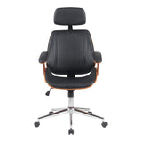 Scaun de birou directorial Fetseno, piele PU, 53x56x124 cm - Negru