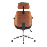 Scaun de birou directorial Fetseno, piele PU, 53x56x124 cm - Negru